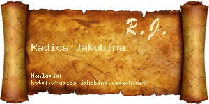 Radics Jakobina névjegykártya
